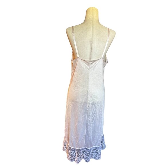 Vintage Ivory Nylon Lace Slip Dress | Adjustable Straps | Size 36 M | Romantic L - Picture 4 of 7